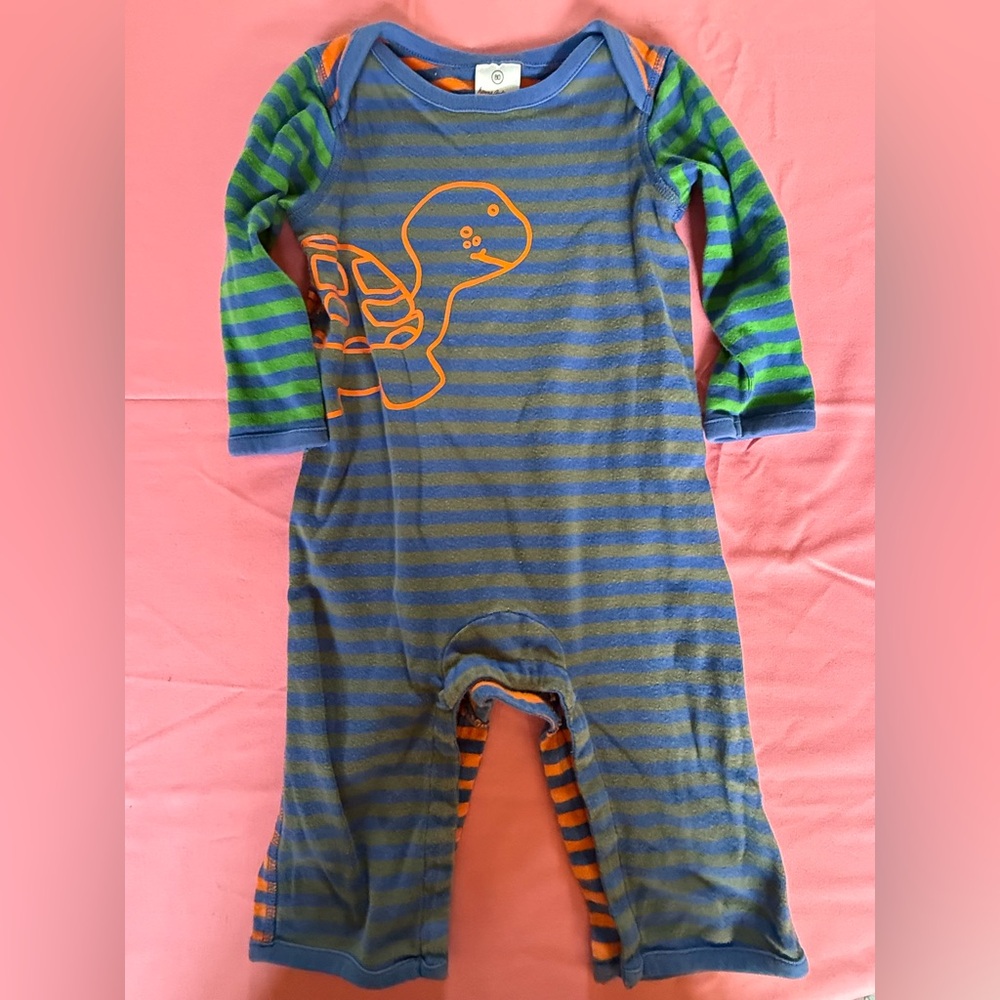 Hanna Andersson Boys Cotton Onesie Stripes Dinosaur vintage